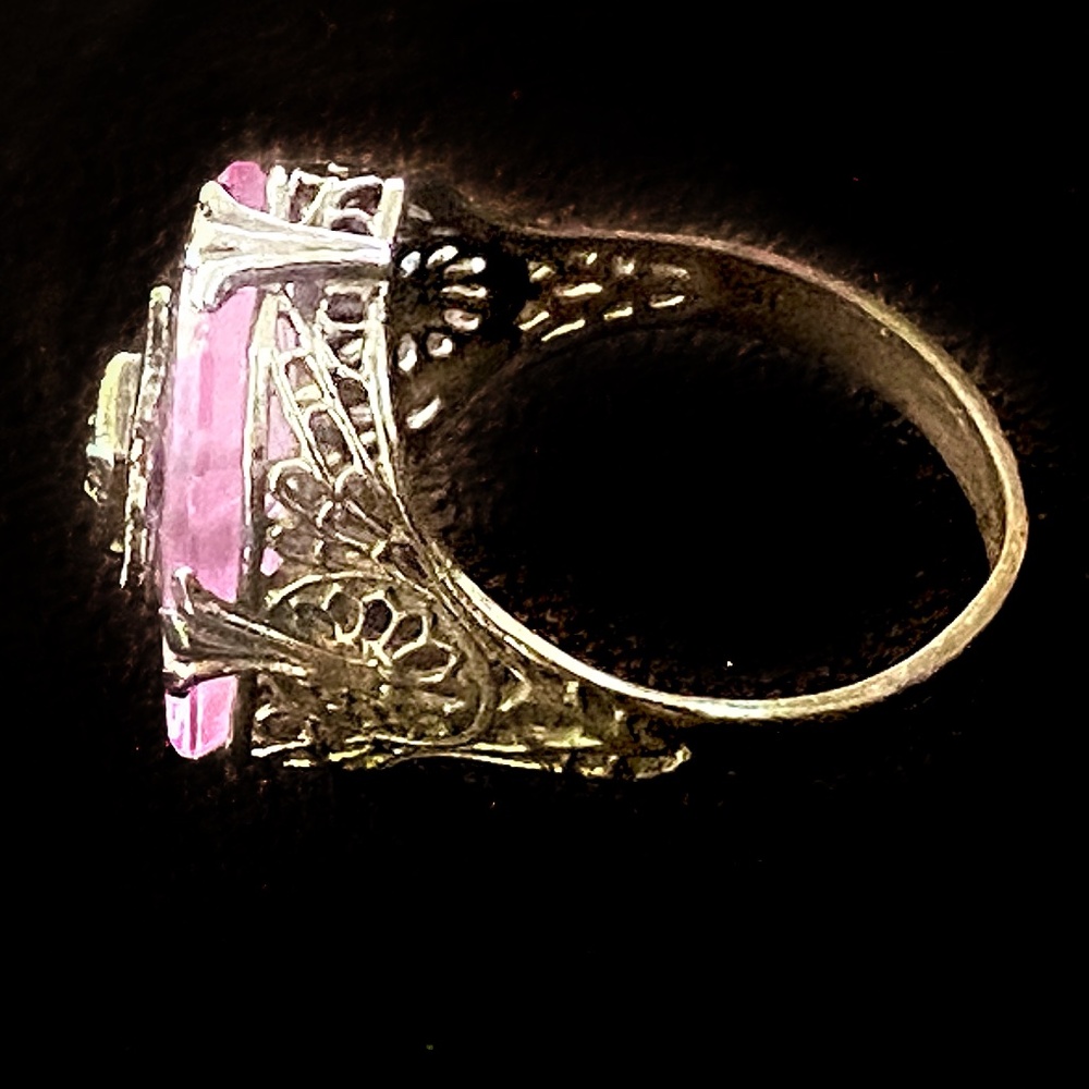 Pink Filagree Silver Ring - Picture 2 of 2